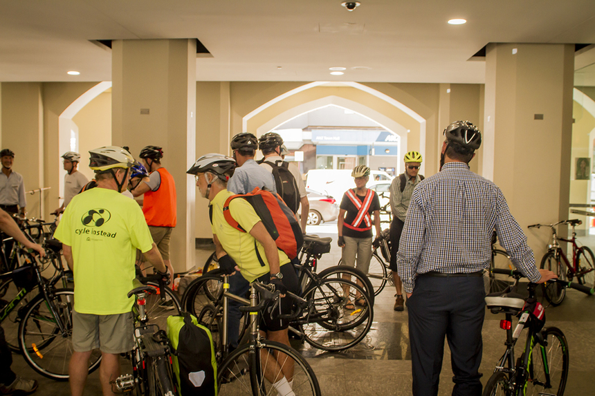 Day 1: Attendees get ready to visit Perths Bike Boulevards.