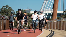 Riding along Boorloo Bridge