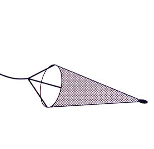 A sea anchor or drogue is typically shaped like a parachute.