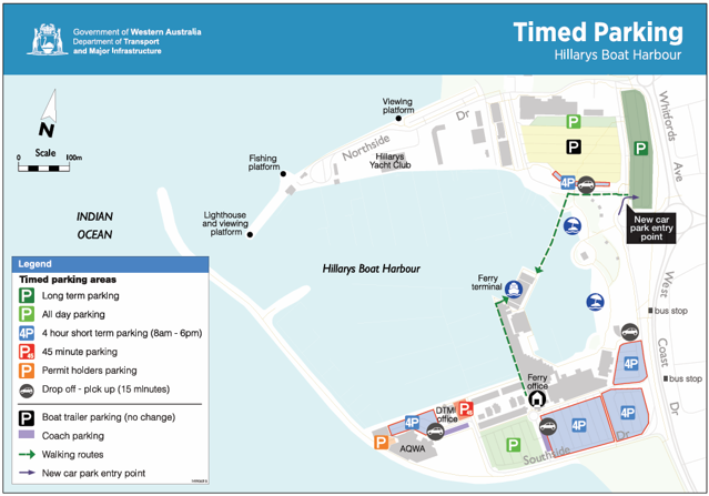 Hillarys Boat Harbour Timed Parking map