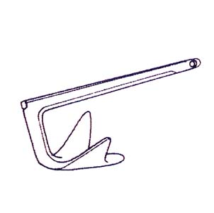 Bruce or spade anchors feature a three-claw design, which resembles a grappling hook. The claw-like structure has sharp edges on the flukes to enhance its holding power.