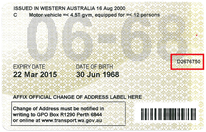 WA Driver's licence card back sample