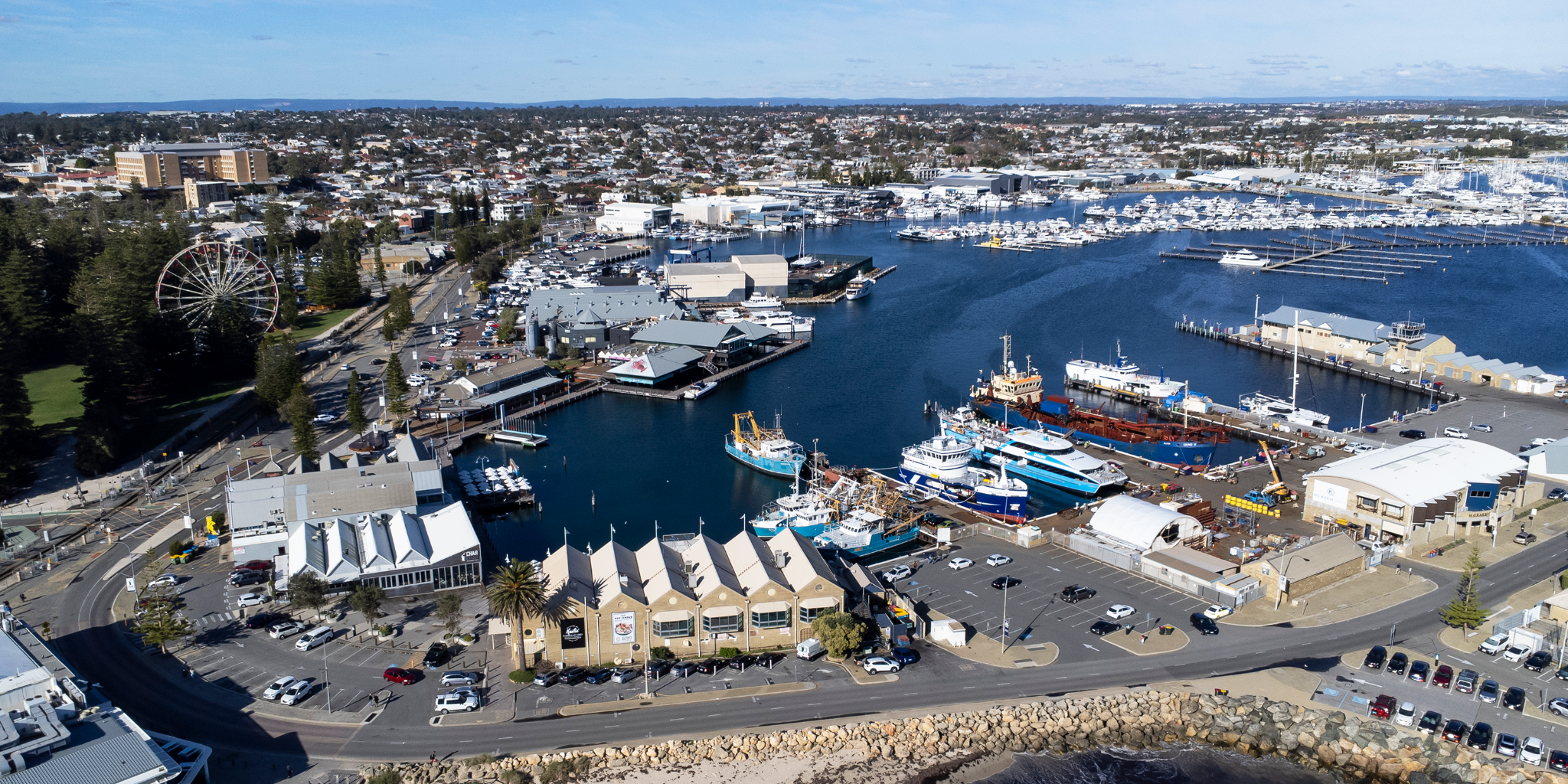 Aerial photo of the Fremantle Fishing Boat Harbour