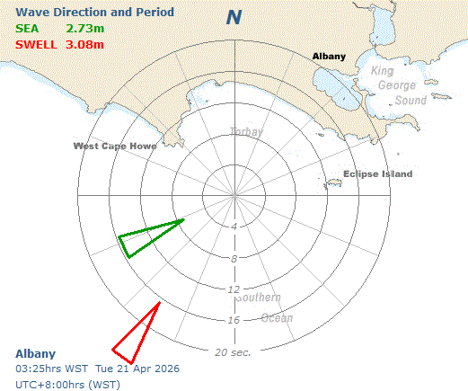 Albany sea and swell directional graph