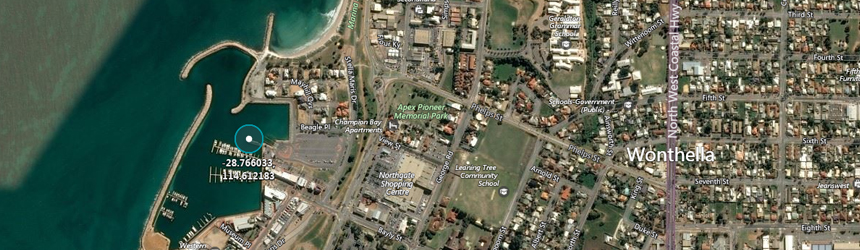 Image of GPS validation marker location on map of Geraldton