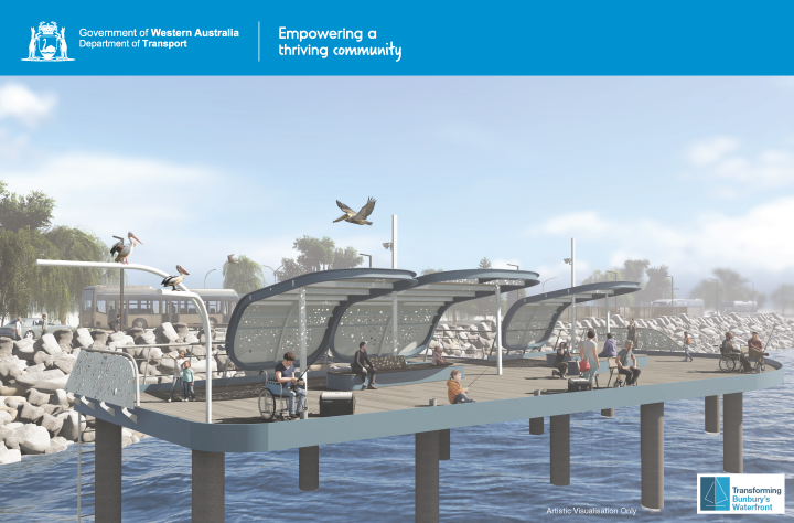 Artistic visualisation of universal access fishing platform to be build following the construction of the new northern breakwater at Casuarina Boat Harbour.