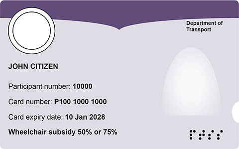 Wheelchair subsidy type purple card example