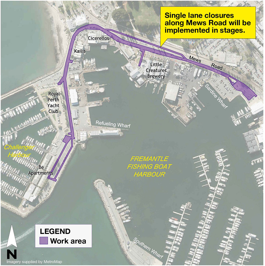 Work zone map - Fremantle Boating Harbour 