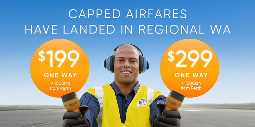 Capped airfares have landed in regional WA