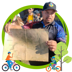 Bike Month ambassador Joe leading a bike tour around the swan river.